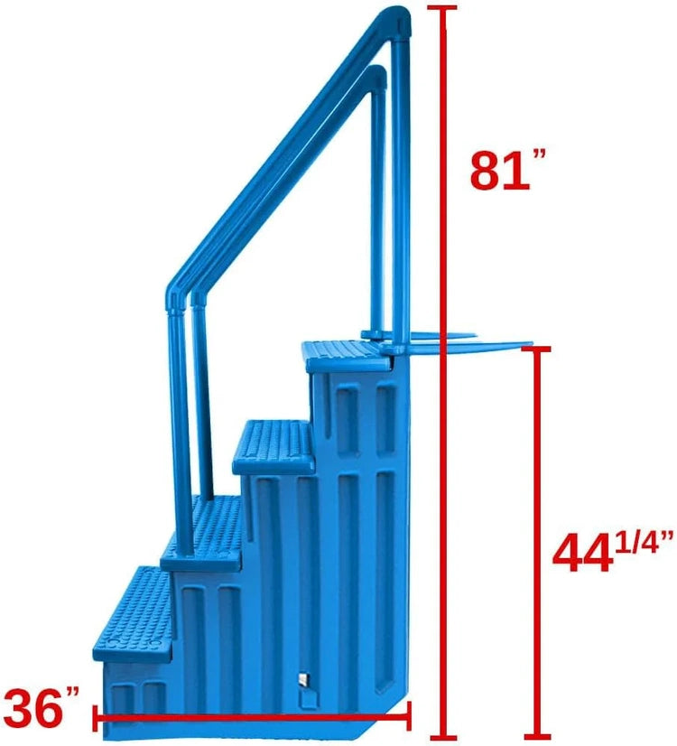 Select Anti-Slip in-Pool Steps, Gray, for Above Ground Swimming Pools, Can Mount to Decks 48" to 54" H, Safety Stairs Capacity up to 300 Lbs