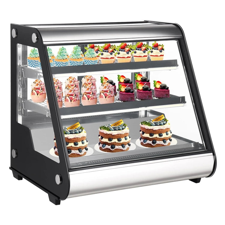 Commercial Refrigerator Display Case 130L (4.6 Cu. Ft.) - Auto Defrost, Tempered Glass + LED Lighting, Countertop Commercial Use