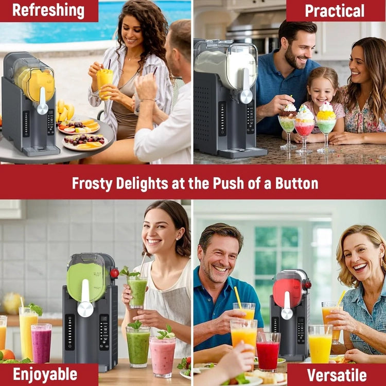 Slushie Machine, No Ice Needed All-in-One Slushy Maker for Home, Real-Time Temp Display, Auto-Clean, 6 Preset, Frozen Margaritas, Cocktails, Frappés