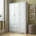 3-Door Wardrobe Armoire - White/Mocha/Java - Solid Wood