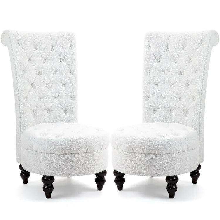 Avawing Set of 2 Throne Royal Chair Thick Padding and Rubberwood Legs