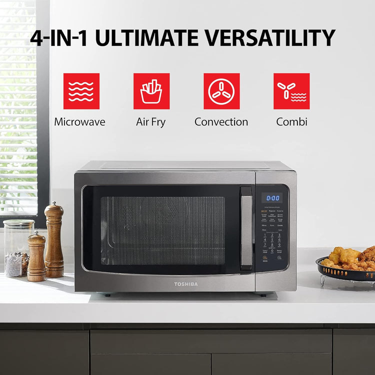 Toshiba 4-in-1 Ml-EC42P(SS) Countertop Microwave Oven, Smart Sensor, Convection, Air Fryer Combo, Mute Function, Position Memory 13.6" Turntable