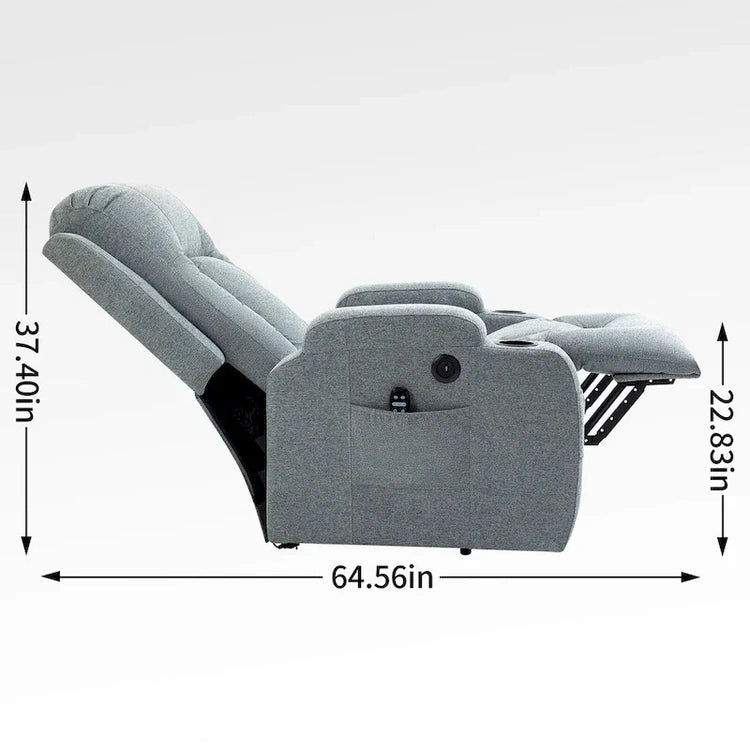 Lazy Boy Power Lift Recliner Chair, Modern Single Motor Massage Sofa Chair with Lumbar Heating, USB Charging Port, Cup Holders