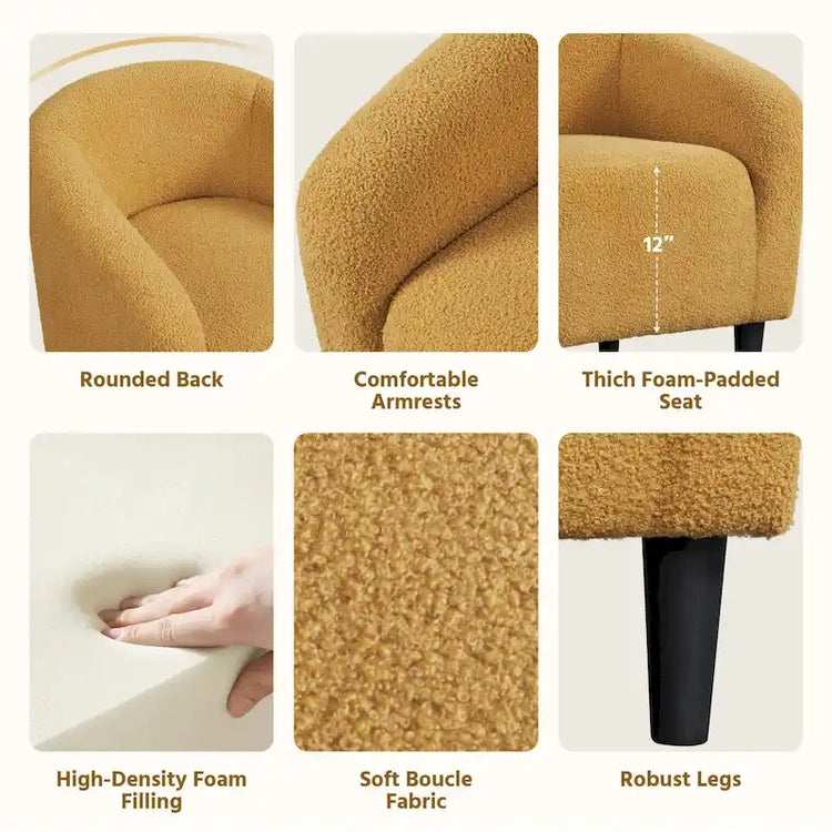 Yaheetech Club Chair Accent Barrel Chair Upholstered Arm Chair