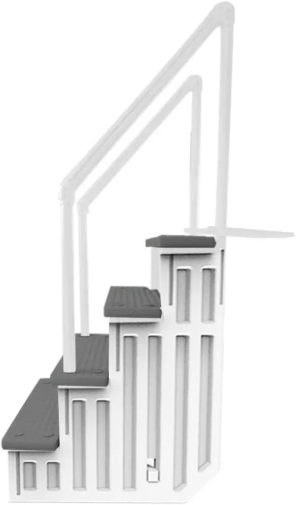 Select Anti-Slip in-Pool Steps, Gray, for Above Ground Swimming Pools, Can Mount to Decks 48" to 54" H, Safety Stairs Capacity up to 300 Lbs