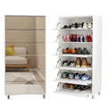 Mirror Shoe Cabinet with 6 Flip Drawers, Shoe Rack Organizer Store Ample Shoes,4 Metal Legs, Hand-Touch Flip-Out Door