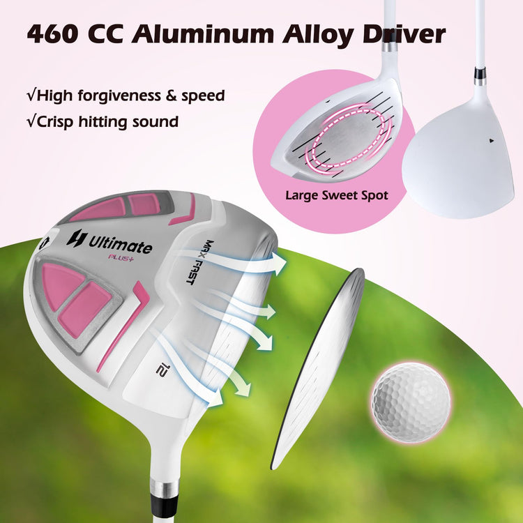 Complete Golf Club Set for Women, 11 Pcs Right Handed Golf Clubs with 460CC
