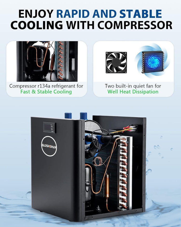 Aquarium Chiller 42gal 1/10 HP Water Cooler Fish Tank Chiller Special Quiet Design Refrigeration Compressor