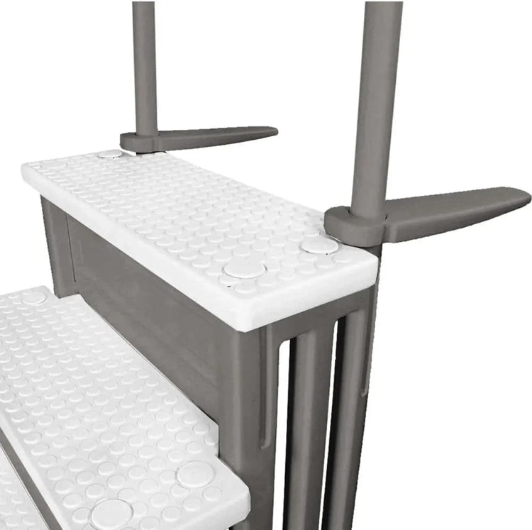 Select Anti-Slip in-Pool Steps, Gray, for Above Ground Swimming Pools, Can Mount to Decks 48" to 54" H, Safety Stairs Capacity up to 300 Lbs