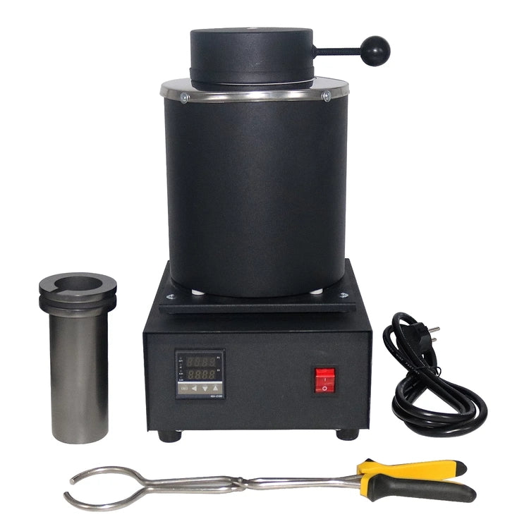2KG Gold Melting Furnace,1400W 2000F Digital Electric Melting Furnace with Graphite Crucible for Melt Scrap, Silver, Gold, Copper