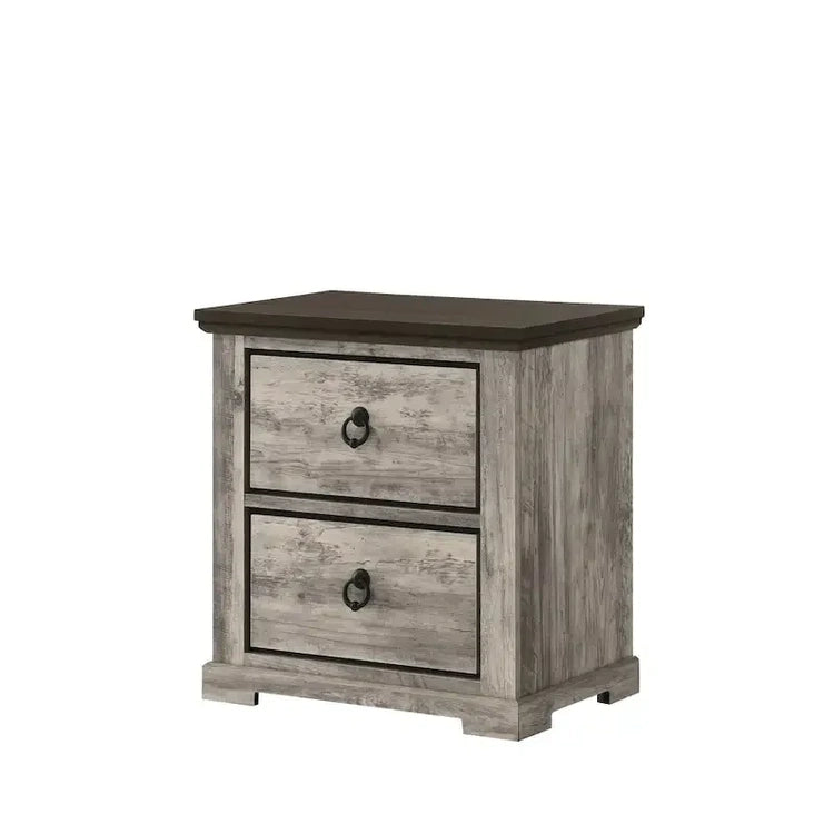 Aimon 5 Piece Gray Rustic Panel Bedroom Set