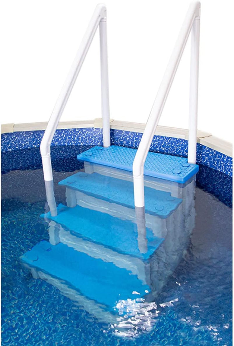 Select Anti-Slip in-Pool Steps, Gray, for Above Ground Swimming Pools, Can Mount to Decks 48" to 54" H, Safety Stairs Capacity up to 300 Lbs