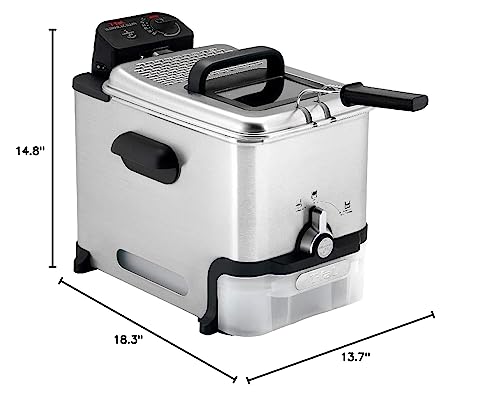 T-Fal Steel Deep Fryer with Basket 3.5 Liter Oil and 2.6 Pound Food Capacity