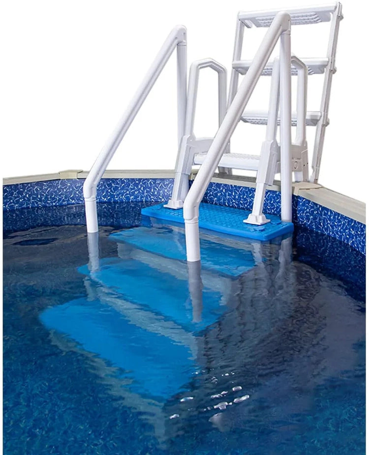 Select Anti-Slip in-Pool Steps, Gray, for Above Ground Swimming Pools, Can Mount to Decks 48" to 54" H, Safety Stairs Capacity up to 300 Lbs