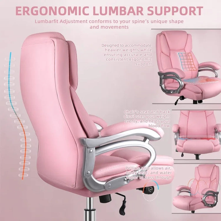 Bossin Big and Tall Executive Office Chair,500LBS Adjustable Lumbar Support Ergonomic Chair with High Back Pu Leather Computer