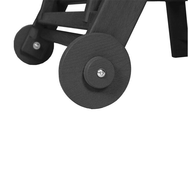 3-Piece Patio Set 2 Oversized Chaise Lounges (5-Position, Wheels, Cup Holder) + Side Table, All-Weather Wood Texture