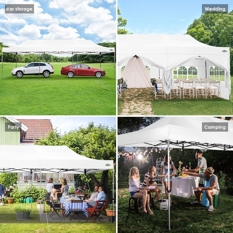 Cobizi 10x20 Heavy Duty Pop up Canopy Tent with 6 Sidewalls Easy up Commercial Outdoor Canopy Wedding Party Tents