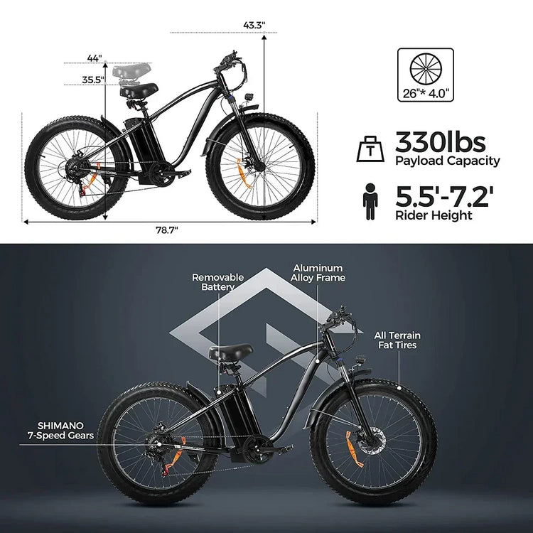 Outdoor Electric Bike with 48V/15Ah Lithium Battery