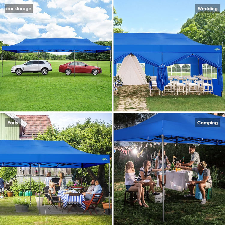 Cobizi 10x20 Heavy Duty Pop up Canopy Tent with 6 Sidewalls Easy up Commercial Outdoor Canopy Wedding Party Tents