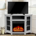 45 Industrial Corner Electric Fireplace TV Stands Console Table with 17 Electric Fireplace