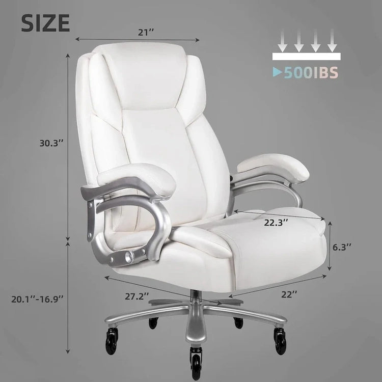 Bossin Big and Tall Executive Office Chair,500LBS Adjustable Lumbar Support Ergonomic Chair with High Back Pu Leather Computer