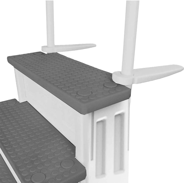 Select Anti-Slip in-Pool Steps, Gray, for Above Ground Swimming Pools, Can Mount to Decks 48" to 54" H, Safety Stairs Capacity up to 300 Lbs