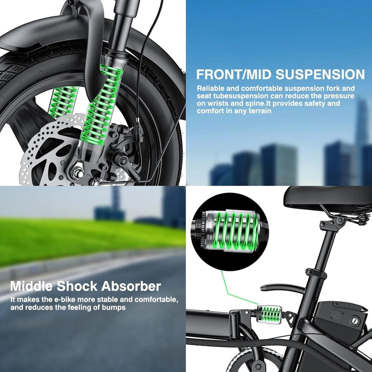 Electric Bike for Adults Teens Folding E-Bike Commuter City Foldable E-Bike Motor 48V 24MPH