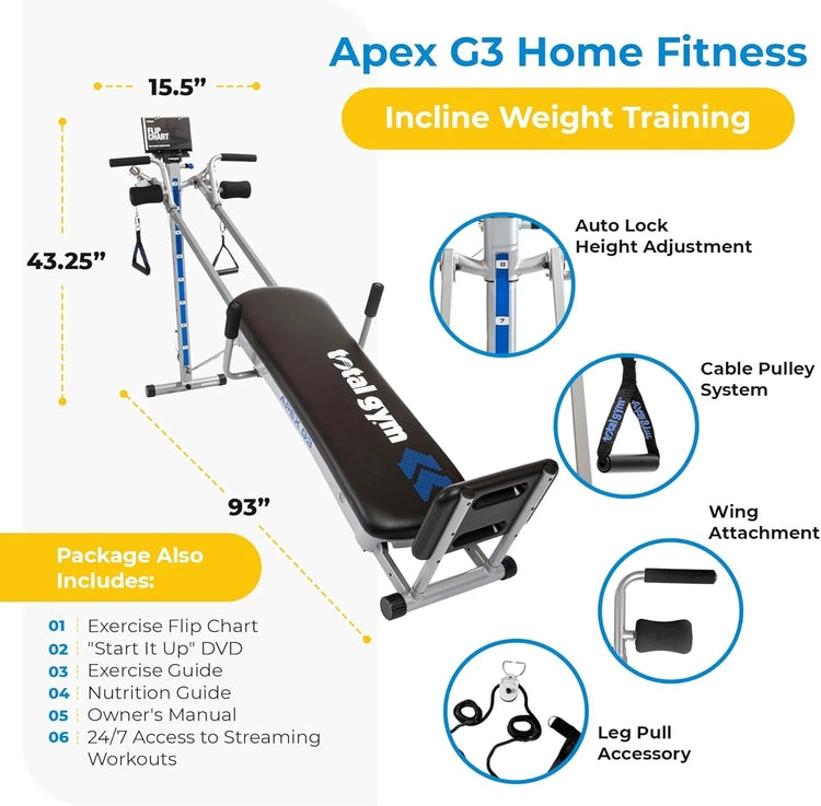 Total Gym Apex Full Body Workout System, Indoor Home Gym