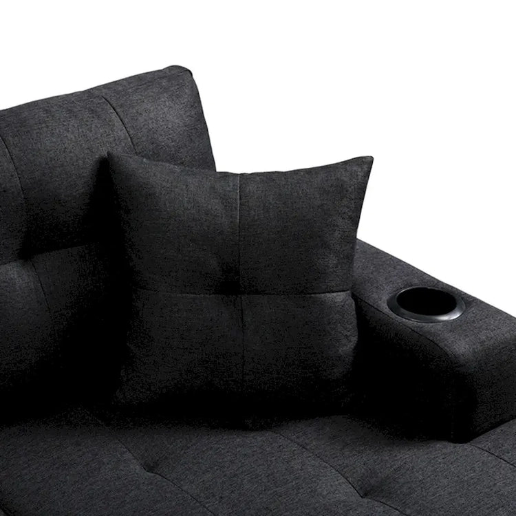 Sectional Sofa Living Room with L Shape Chaise Lounge and Cup Holder