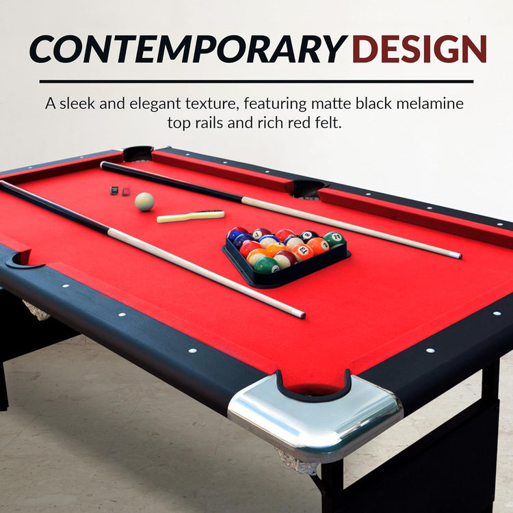 Hathaway Fairmont 6 Ft Portable Pool Table, Adults Folding Billiards Tables for Game Room with Easy Foldable Storage