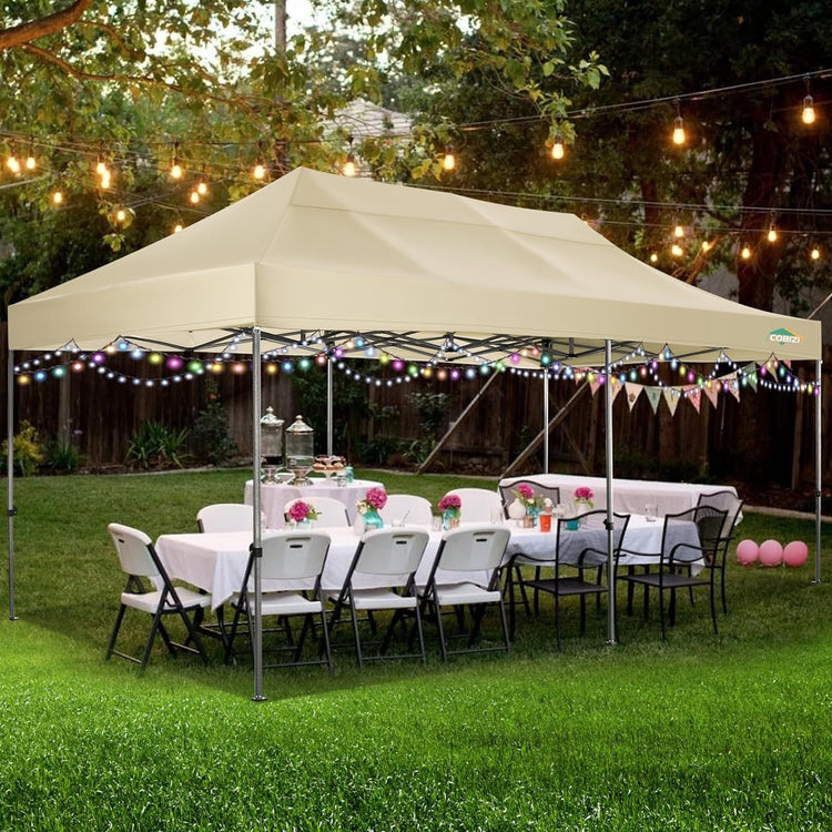 Cobizi 10x20 Heavy Duty Pop up Canopy Tent with 6 Sidewalls Easy up Commercial Outdoor Canopy Wedding Party Tents