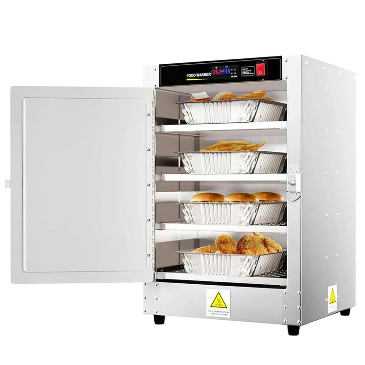 Hot Box Food Warmer, 16" X 16" X 24" with Water Tray, Four Disposable Serving Trays