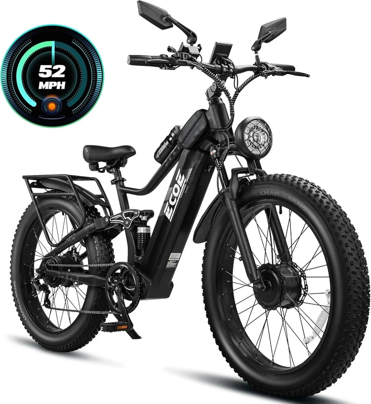 Ecoe 6000W/5000W Dual Motor Electric Bike 52MPH All Terrain Ebikes 7-Speed Gear Electric Bicycle