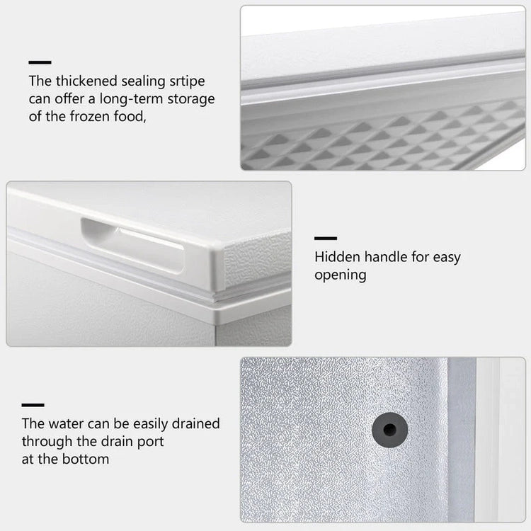 1.8 Cu. Ft. Chest Freezer with Removable Basket, Bottom Drain, 7-Level Thermostat, Freestanding Design for Home and Apartment